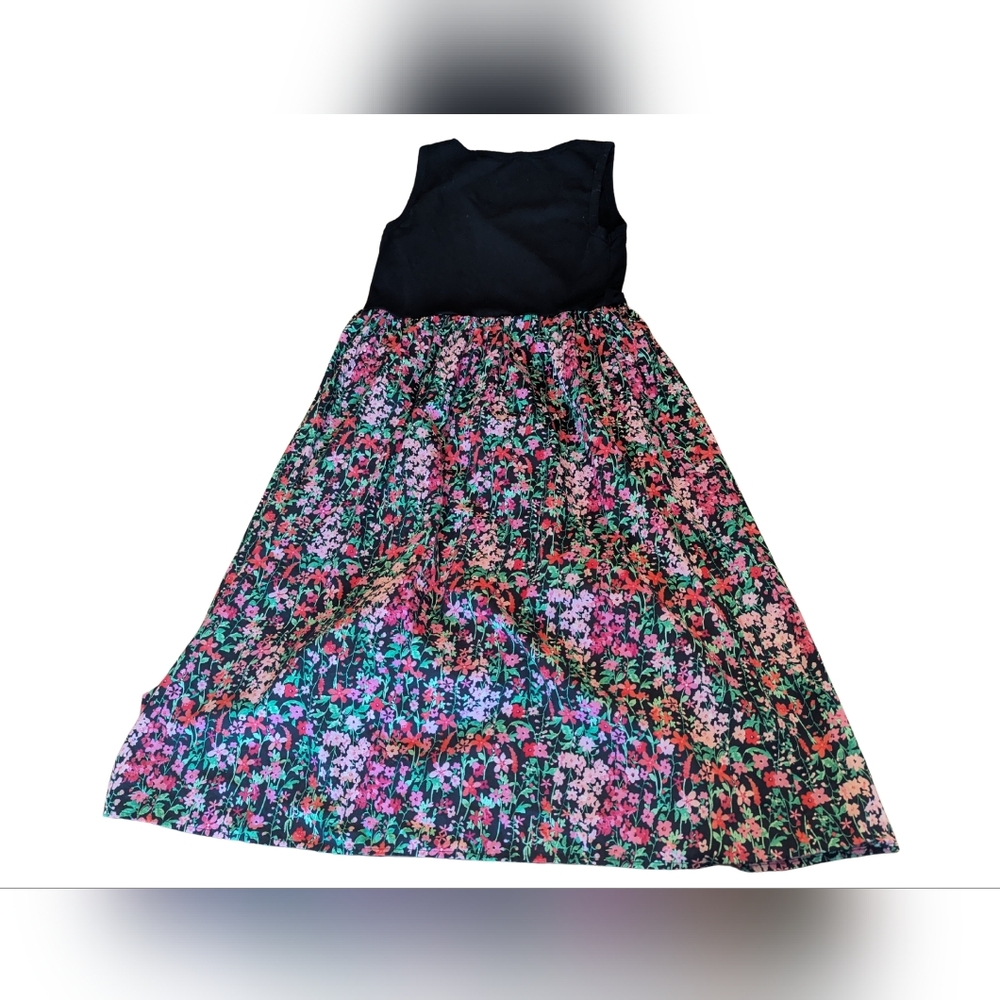 EUC Tommy Hilfiger Womens Large sleeveless mixed media floral dress black pink
